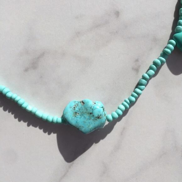 Handmade Turquoise Beaded Necklace - Picture 2 of 9